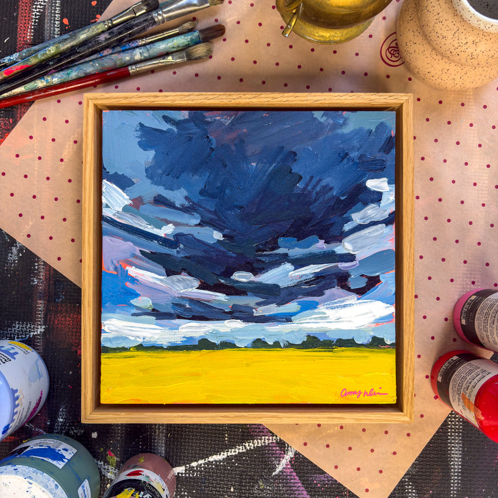 Canola Storm, 10x10, Framed