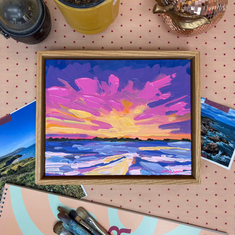 Winter Prairie Sunset, 8x10, Framed