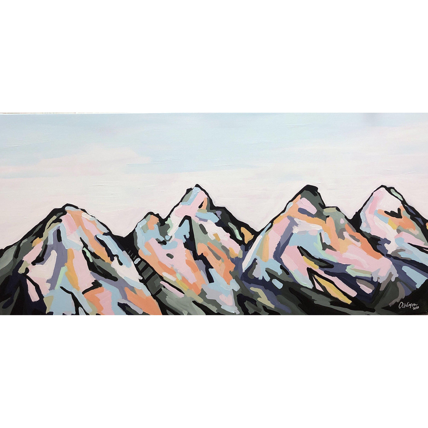 Edmonton Artist Amy Dixon Art Geometric Peaks I, 24x48-Original Painting