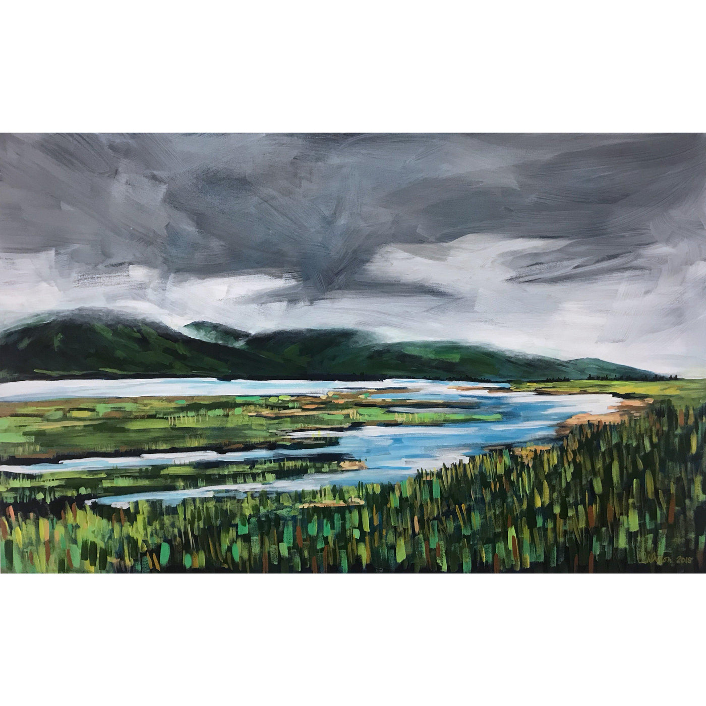 Edmonton Artist Amy Dixon Art Morning Mist, 48x30-Original Painting