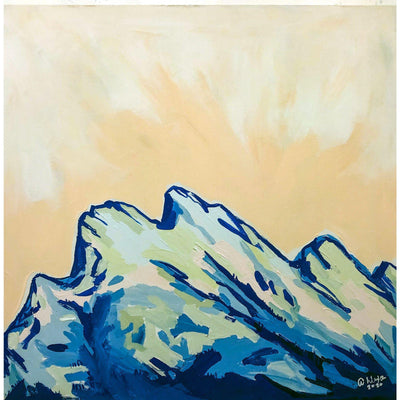 Mountain painting - Rundle, 24x24 abstract landscape by Amy Dixon edmonton artist