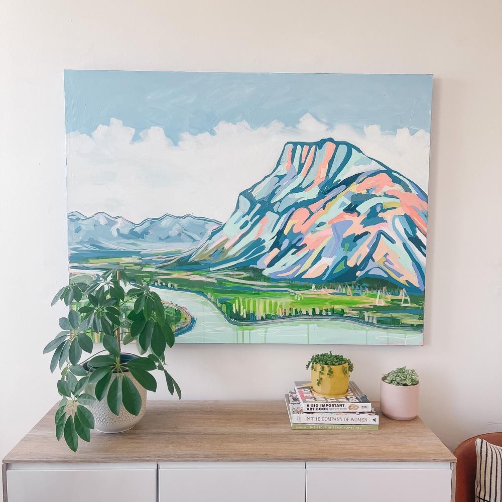 View from Fairmont Banff | 36x48 | Acrylic on Canvas-Original Painting-Amy Dixon Art + Design