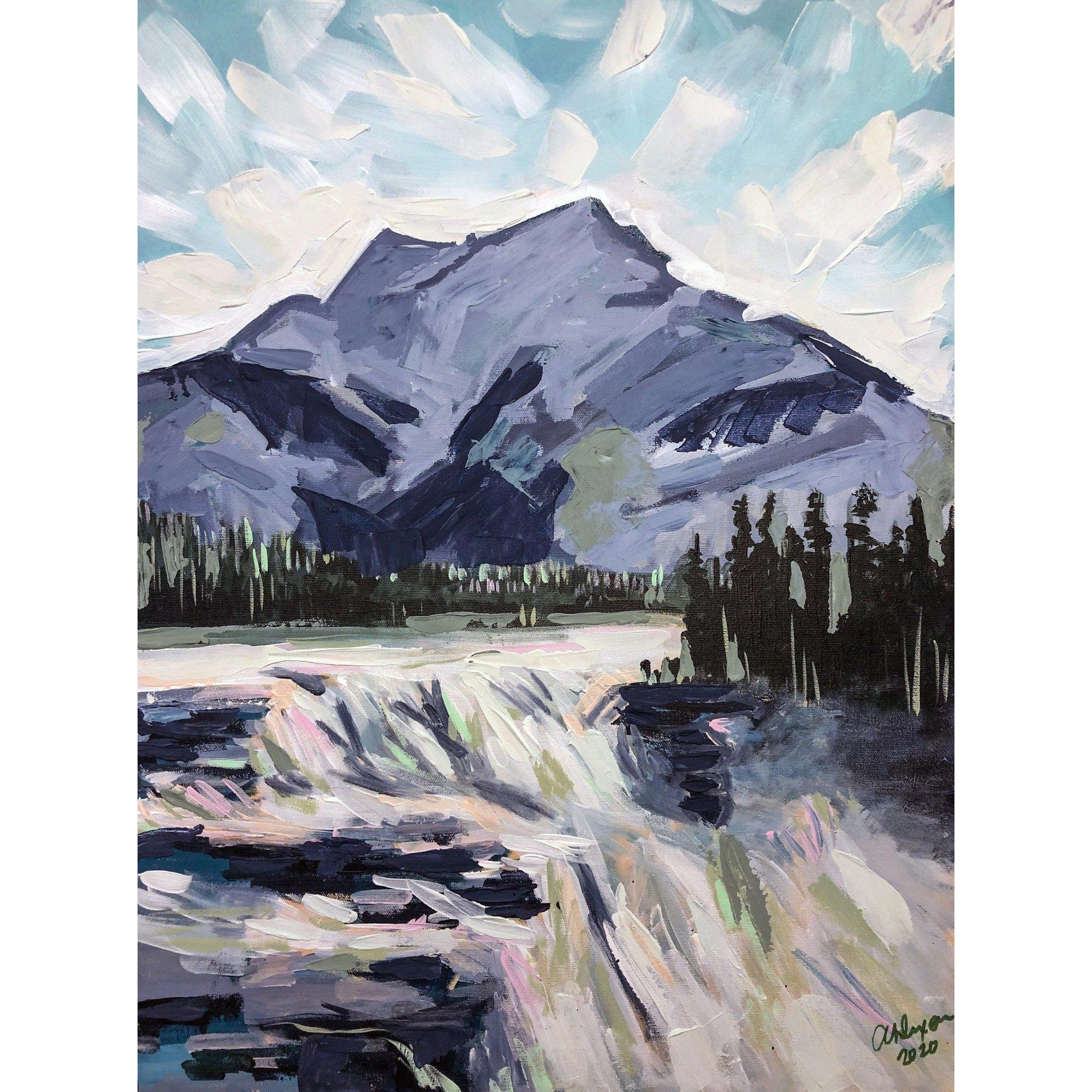 Edmonton Artist Amy Dixon Art Athabasca Falls, 18x24-Original Painting