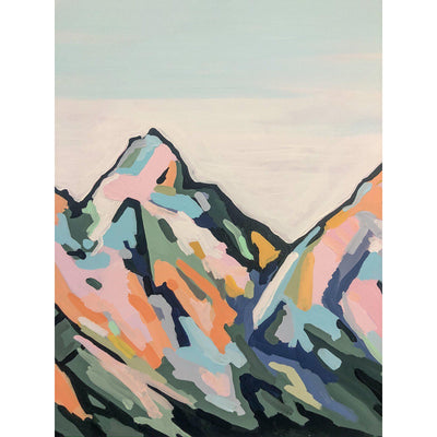 Amy Dixon art artist edmonton - Geometric Peaks I, 24x48 painting mountain original art canmore banff jasper