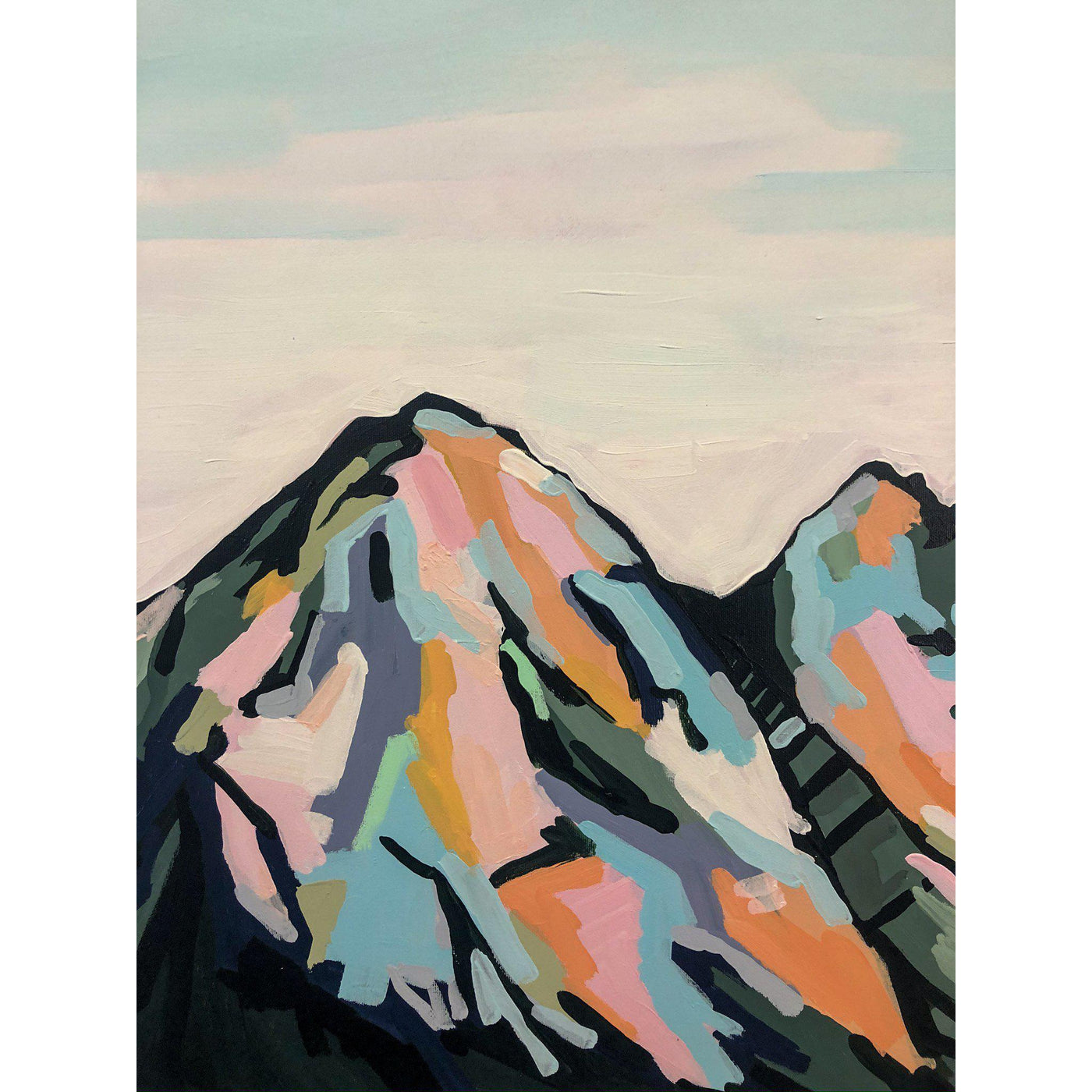 Amy Dixon art artist edmonton - Geometric Peaks I, 24x48 painting mountain original art canmore banff jasper