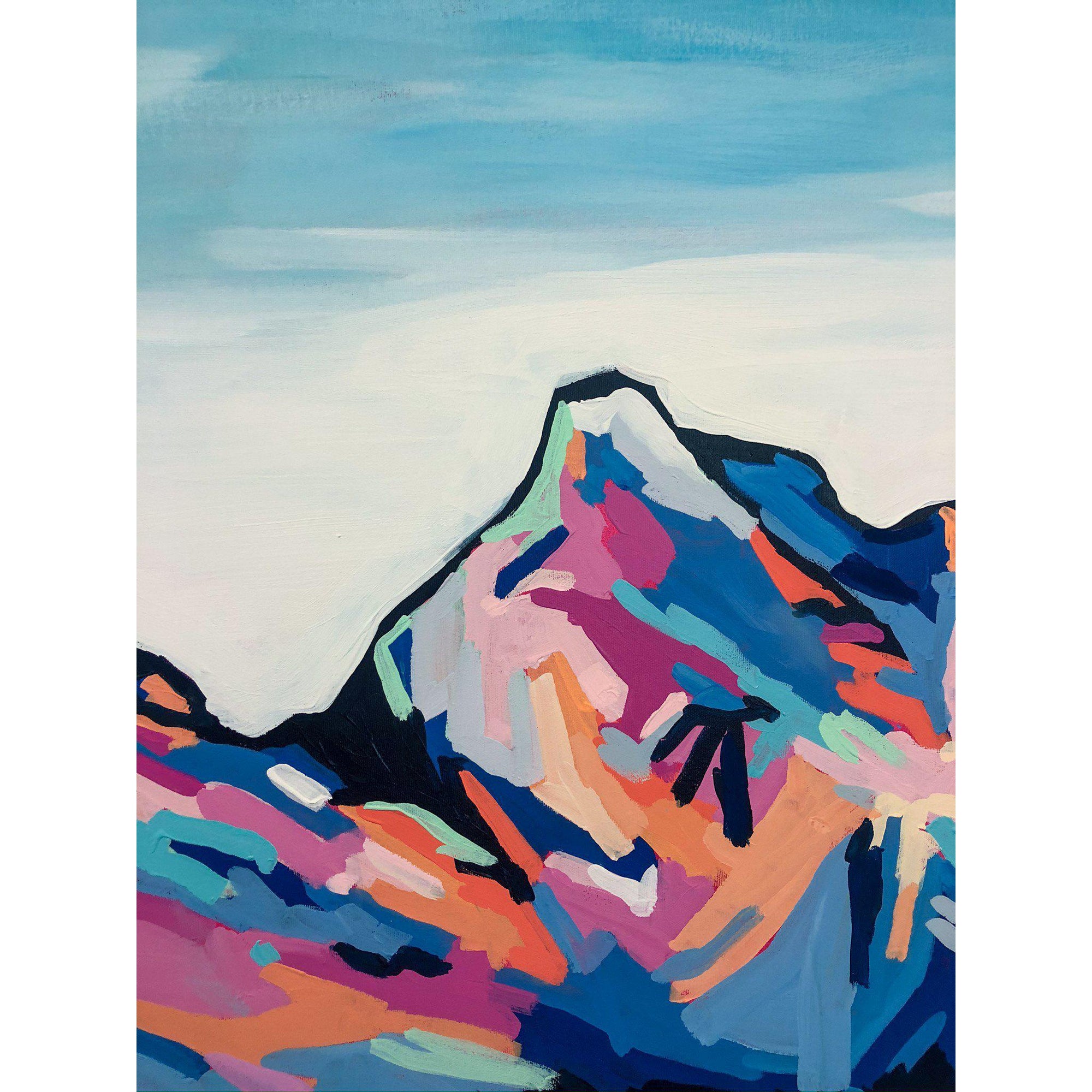 Amy Dixon art artist edmonton - Geometric Peaks II, 24x48 painting mountain original art canmore banff jasper