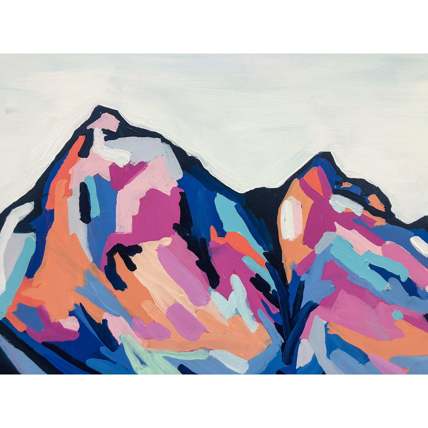 Amy Dixon art artist edmonton - Geometric Peaks II, 24x48 painting mountain original art canmore banff jasper