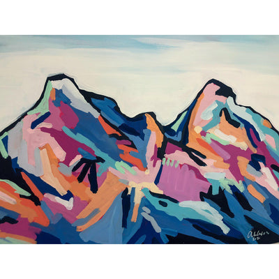 Amy Dixon art artist edmonton - Geometric Peaks II, 24x48 painting mountain original art canmore banff jasper