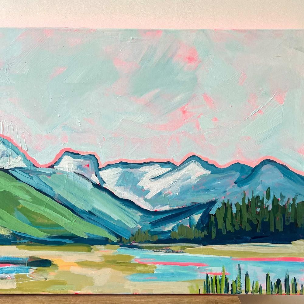 Kananaskis | 24x60 | Acrylic on Canvas-Original Painting-Amy Dixon Art + Design