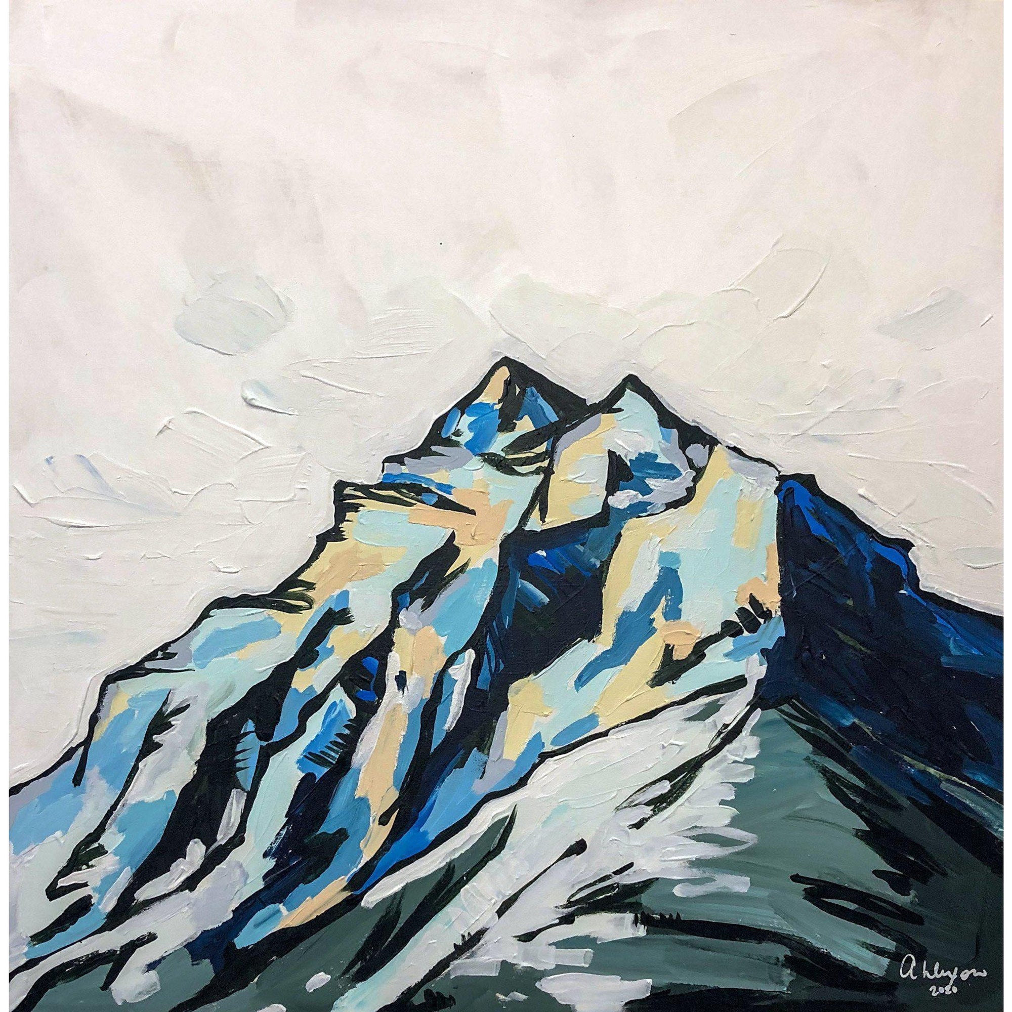 Mountain painting - Kananaskis I, 24x24 abstract landscape by Amy Dixon edmonton artist