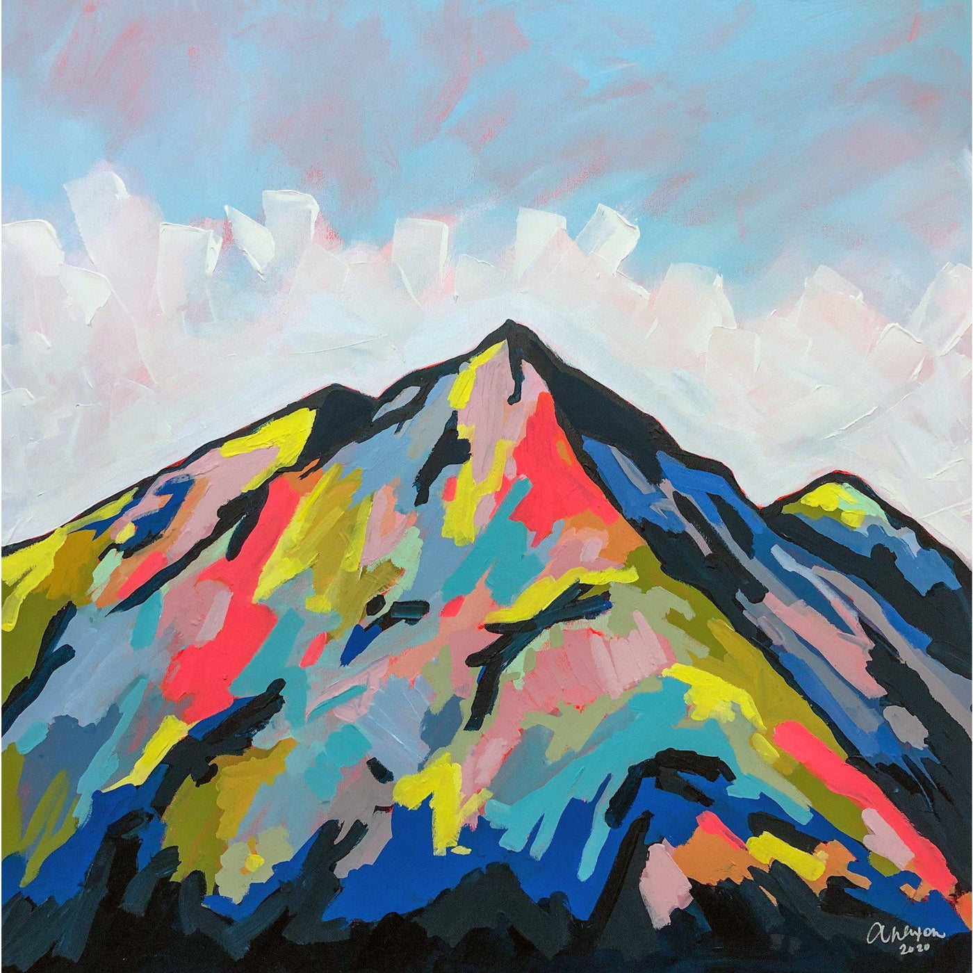 Mountain painting - Kananaskis, 30x30 abstract landscape by Amy Dixon edmonton artist