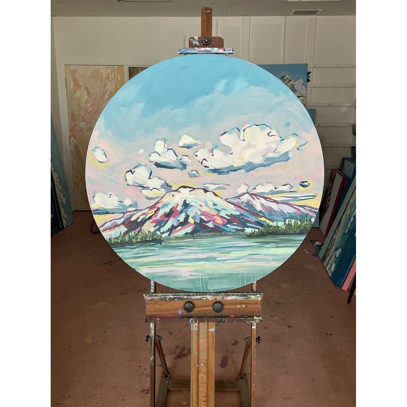 Lac Beauvert | 36 Round | Acrylic on Cradled Wood Panel-Original Painting-Amy Dixon Art + Design