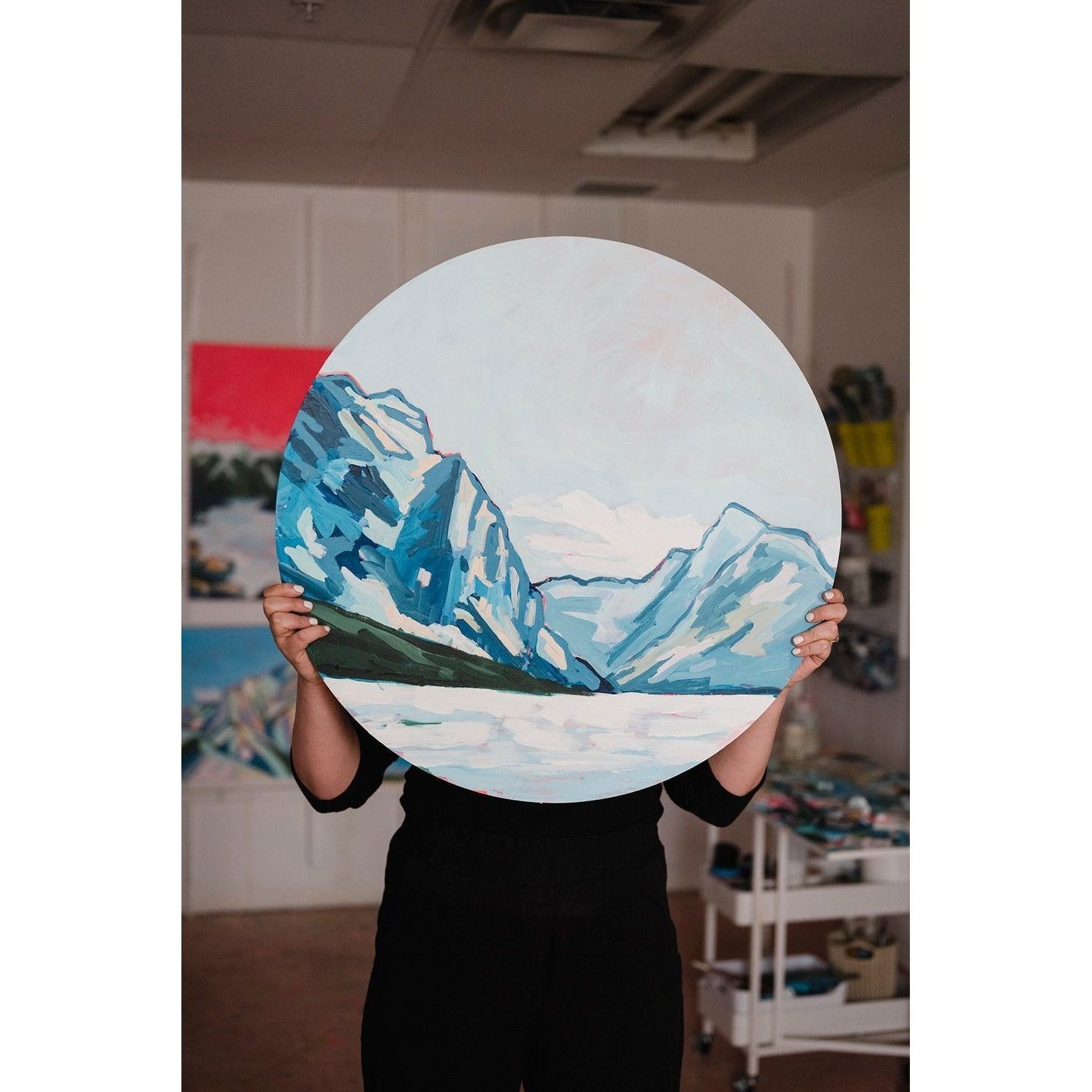 Lake Louise | 28 Round | Acrylic on Cradled Wood Panel-Original Painting-Amy Dixon Art + Design