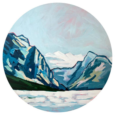 Lake Louise | 28 Round | Acrylic on Cradled Wood Panel-Original Painting-Amy Dixon Art + Design