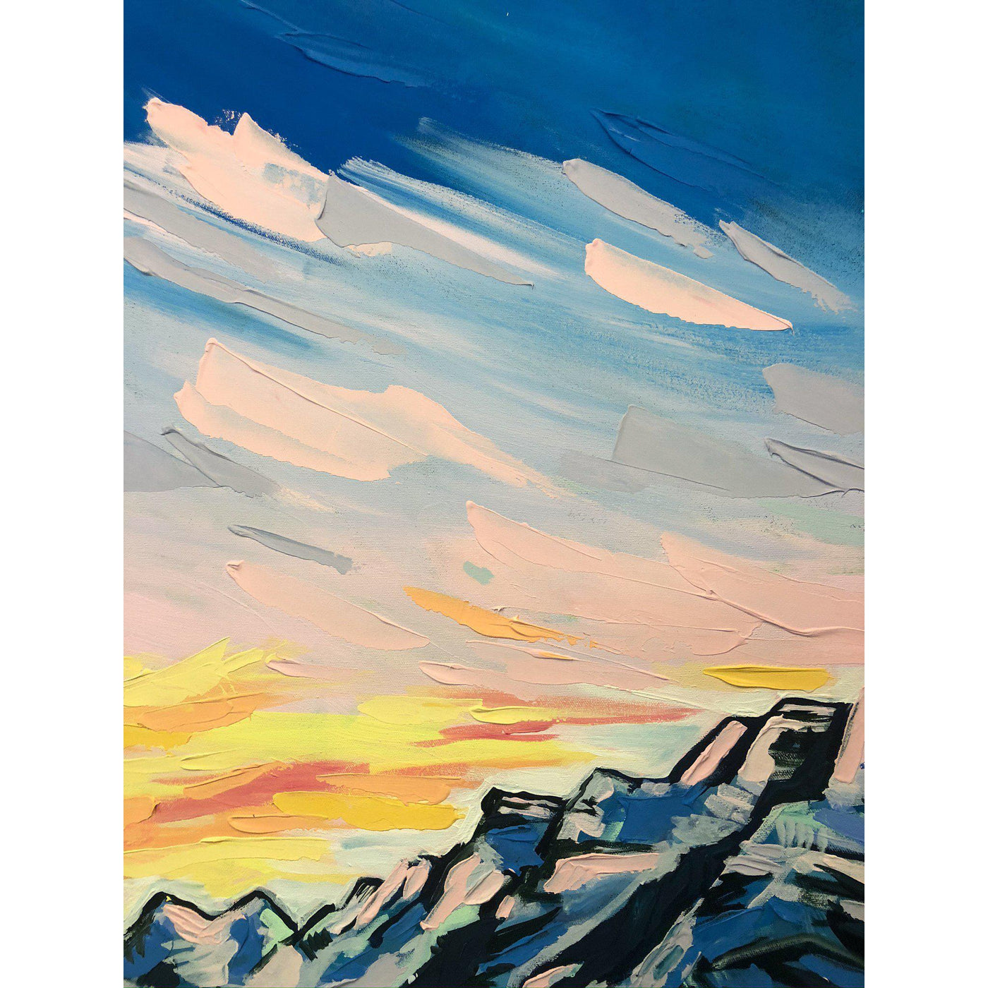Amy Dixon art artist - Lake Minnewanka, 30x40 original mountain painting banff, alberta