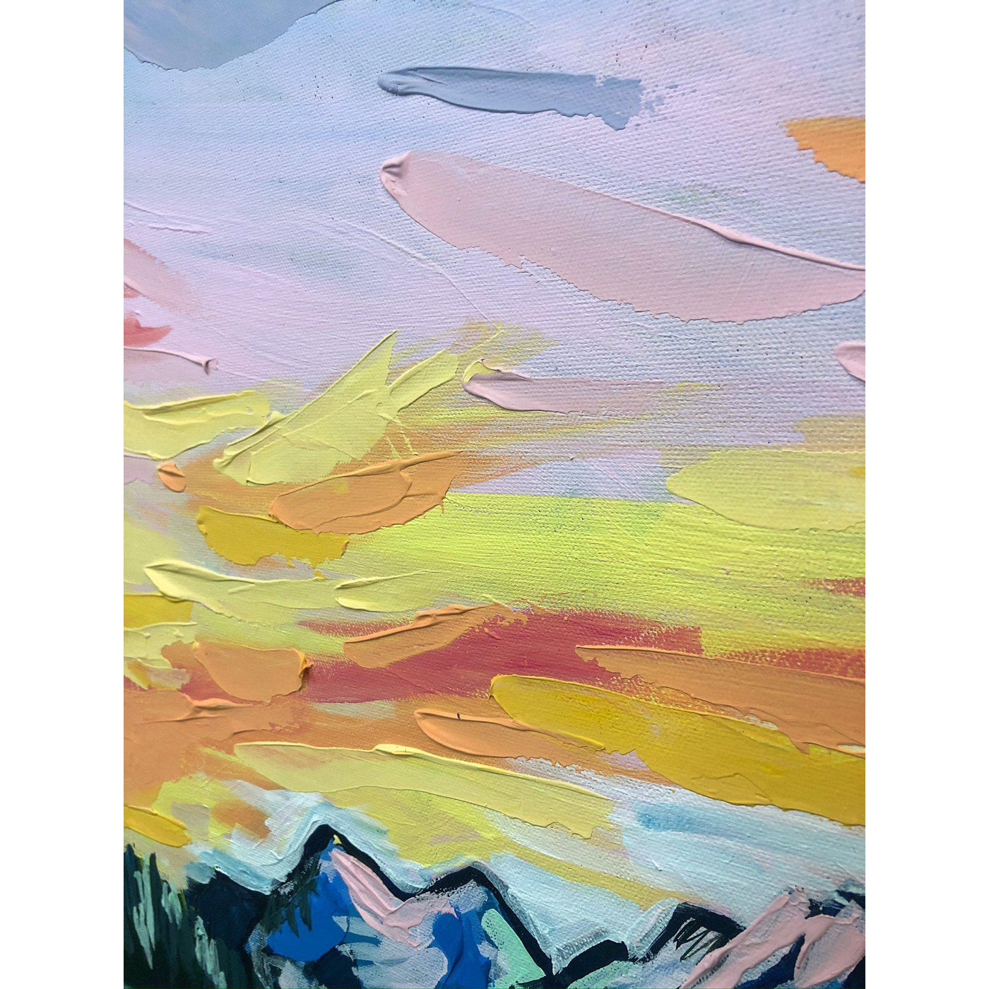 Amy Dixon art artist - Lake Minnewanka, 30x40 original mountain painting banff, alberta