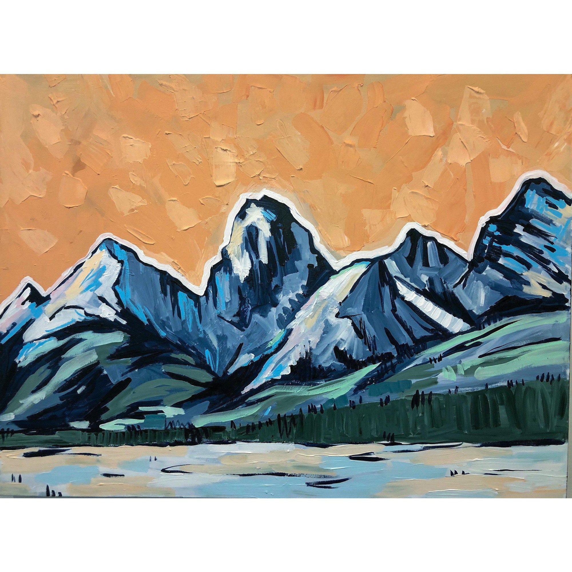 Mountain painting - Mount Engadine 40x30 abstract landscape by Amy Dixon edmonton artist