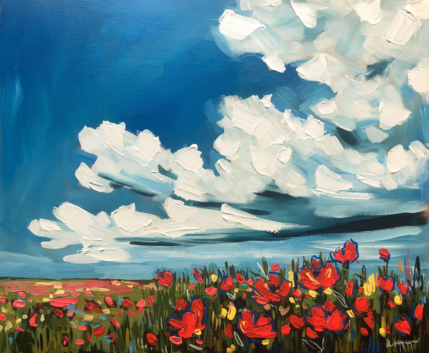 Sea of Red, 24x20-Original Painting-Amy Dixon Art + Design