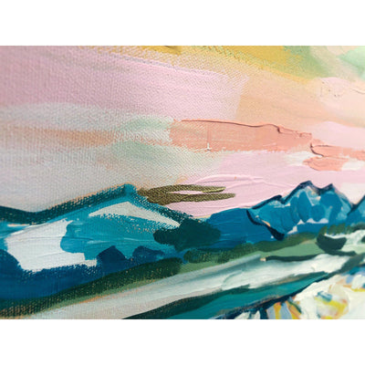 Amy Dixon art artist - The Way Home, 24x72 original mountain landscape painting canmore banff jasper