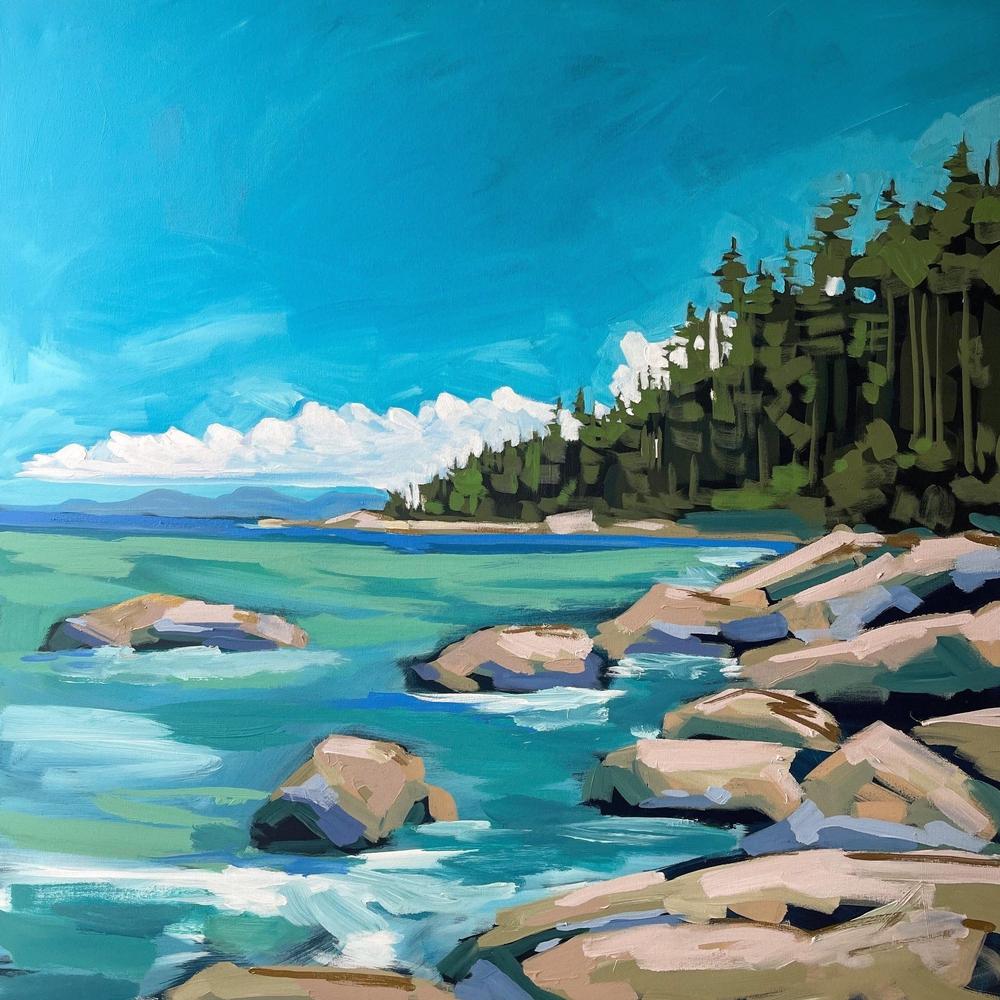 Tribune Bay | 36x36 | Acrylic on Canvas-Original Painting-Amy Dixon Art + Design